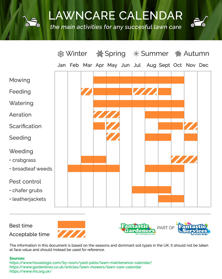 Lawn Care Calendar Infographic Fantastic Gardeners UK