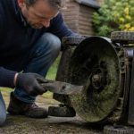 Time to take off and sharpen the lawn mower blades