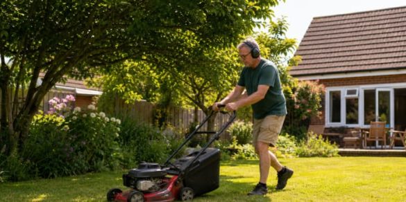 Illustration representing should you mow the lawn in a heatwave