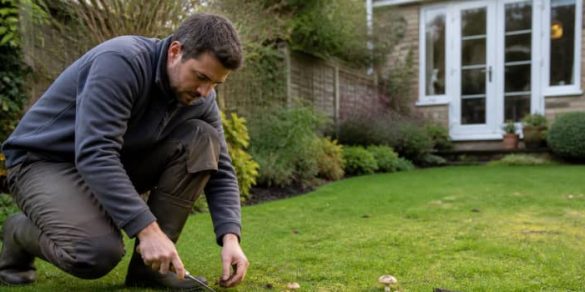 Illustration representing how to get rid of mushrooms in lawn