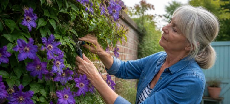 Illustration representing how to prune clematis